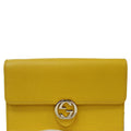 GUCCI GG Interlocking Pebbled Leather Crossbody Bag Yellow 615523
