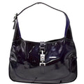 GUCCI Jackie Patent Leather Shoulder Bag Dark Purple 001-3306
