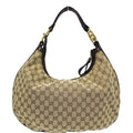 GUCCI Interlocking G Medium GG Canvas Hobo Bag Beige