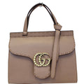 GUCCI GG Marmont Leather Top Handle Shoulder Bag Taupe 442622