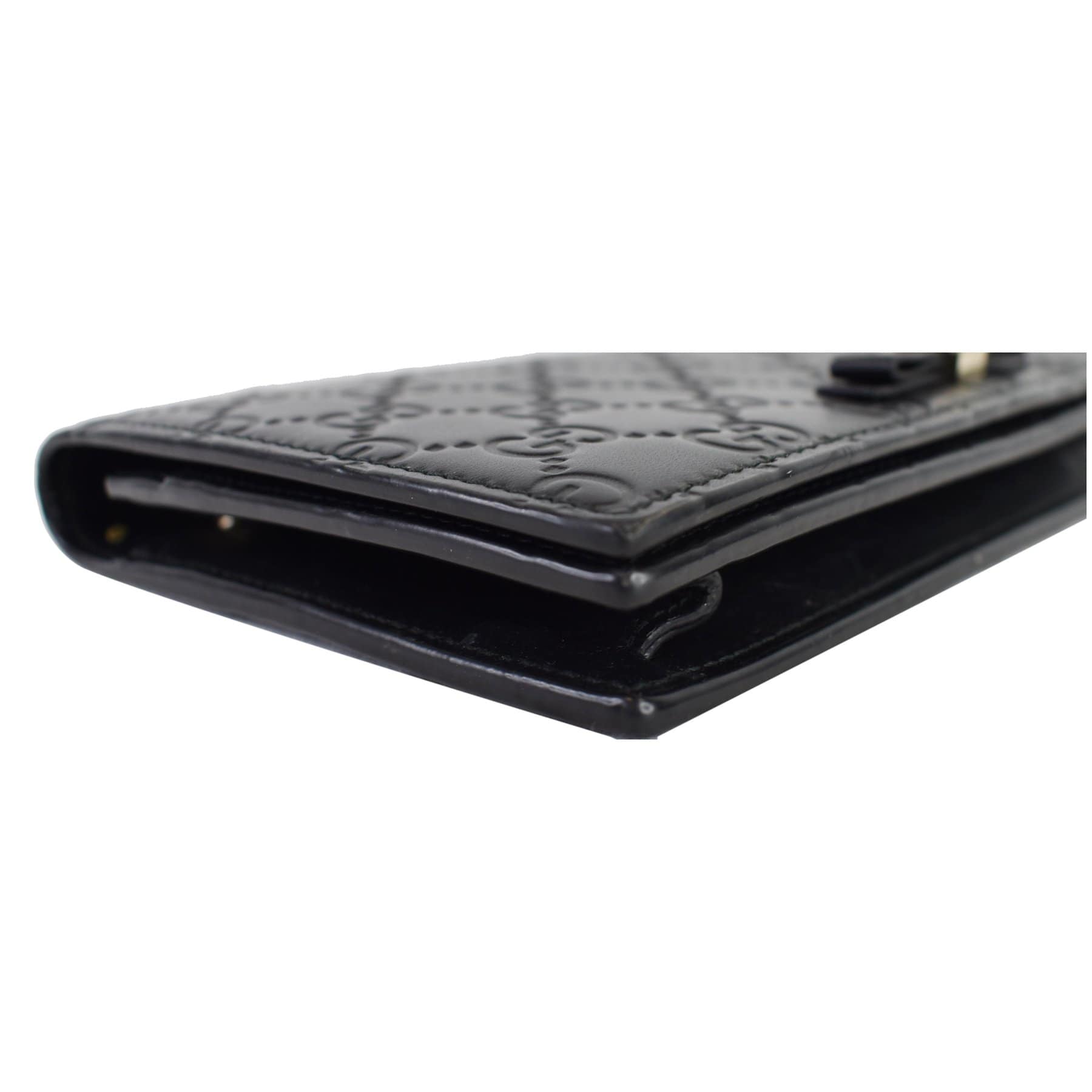 GUCCI Bow Guccissima Leather Chain Wallet Black 431408