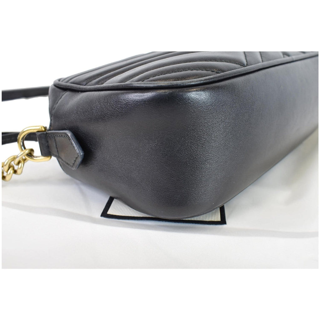 GUCCI GG Marmont Matelasse Small Leather Crossbody Bag Black