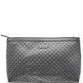 GUCCI Flat Microguccissima Leather Wallet Crossbody Black 607723