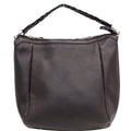 GUCCI Bamboo Bar Grained Calfskin Hobo Bag Dark Brown 336655