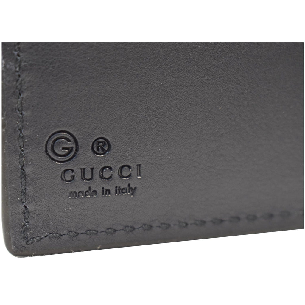 GUCCI Micro Guccissima Large Bi-fold Leather Wallet Black 292534