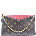 LOUIS VUITTON Pallas Monogram Canvas Clutch Crossbody Bag Cherry