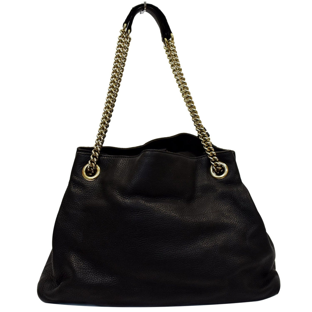 GUCCI Soho Pebbled Leather Chain Shoulder Bag 308982 Black