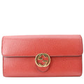 GUCCI GG Interlocking Continental Leather Wallet Red 598166
