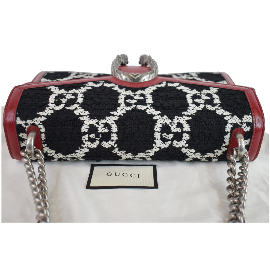GUCCI Dionysus GG Tweed Small Shoulder Bag Cerise 400249