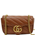 GUCCI GG Marmont Super Mini Matelasse Leather Crossbody Bag Brown 476433