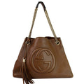 GUCCI Soho Pebbled Leather Chain Shoulder Bag Brown 308982