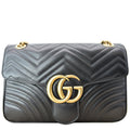GUCCI GG Marmont Medium Matelasse Shoulder Bag Black 443496