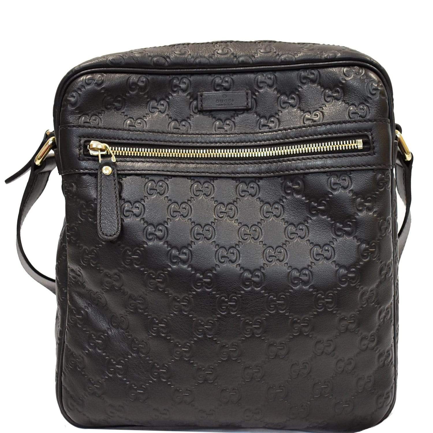 GUCCI Guccissima Leather Messenger Bag Black 201448