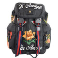 GUCCI Techno Embroidery Fabric Backpack Bag Black 478327
