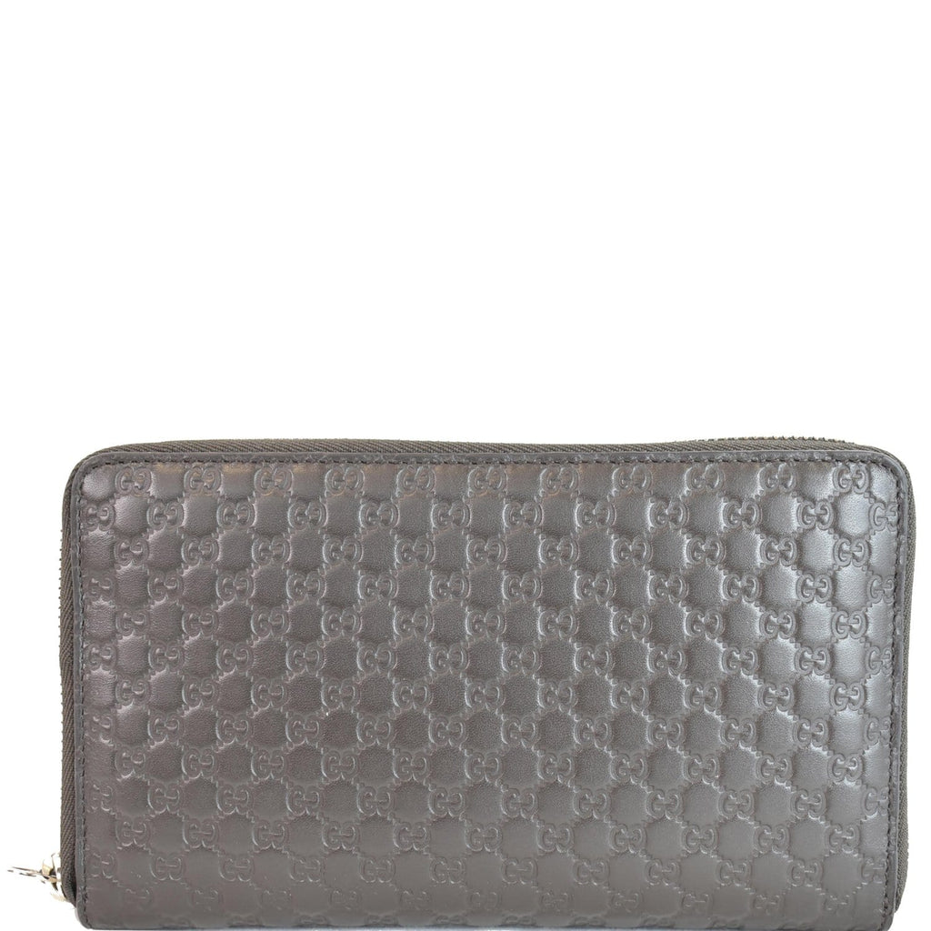 GUCCI Micro GG Guccissima Leather Zip Around XL Wallet Dark Brown 391465