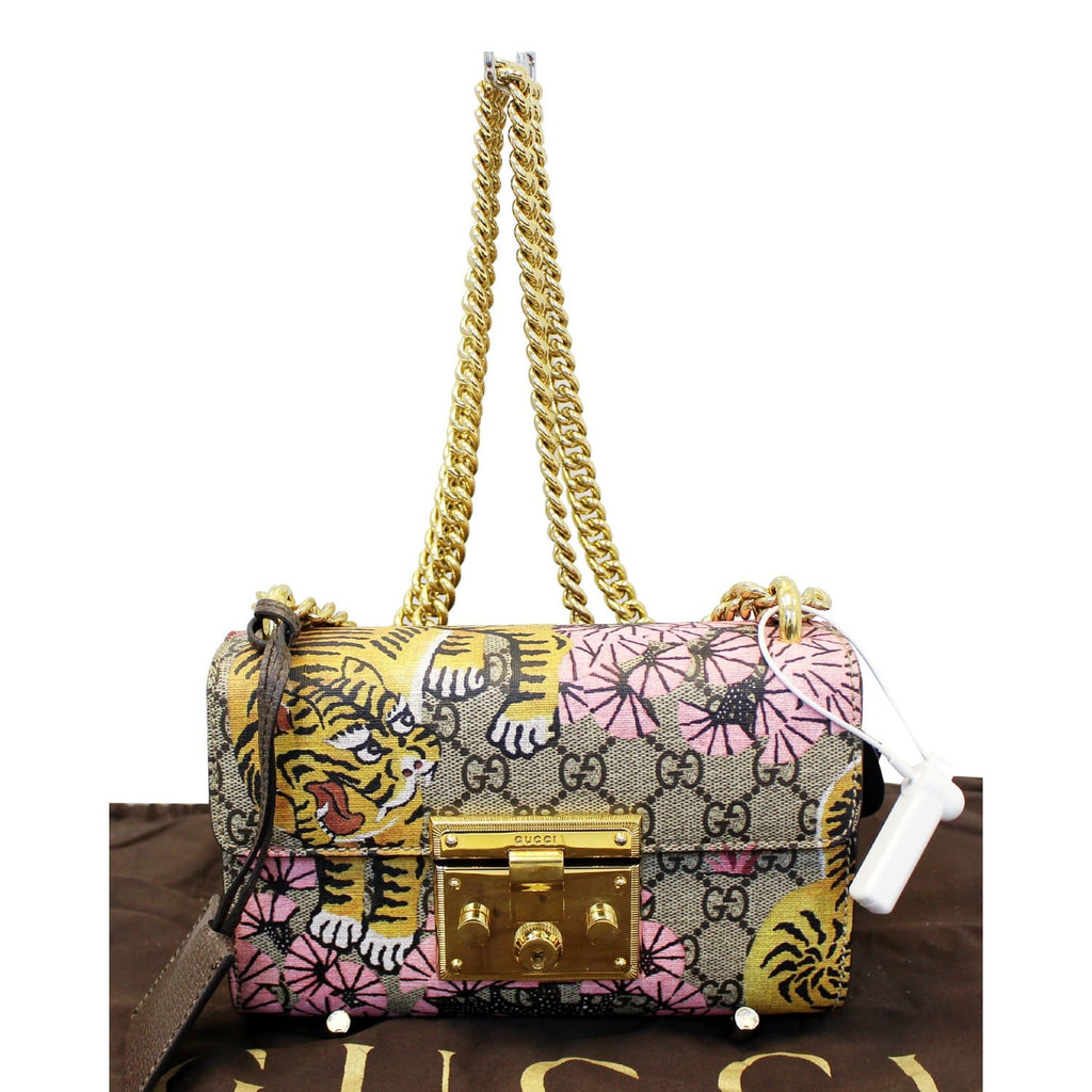 GUCCI Bengal Small Padlock GG Supreme Monogram Print Shoulder Bag
