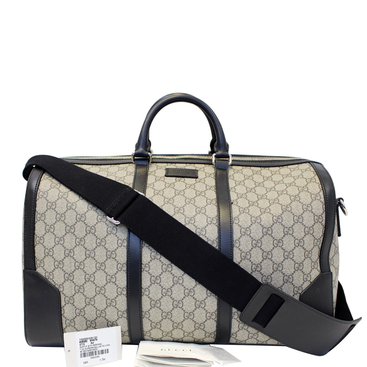 GUCCI GG Supreme Duffle Travel Bag Beige/Black