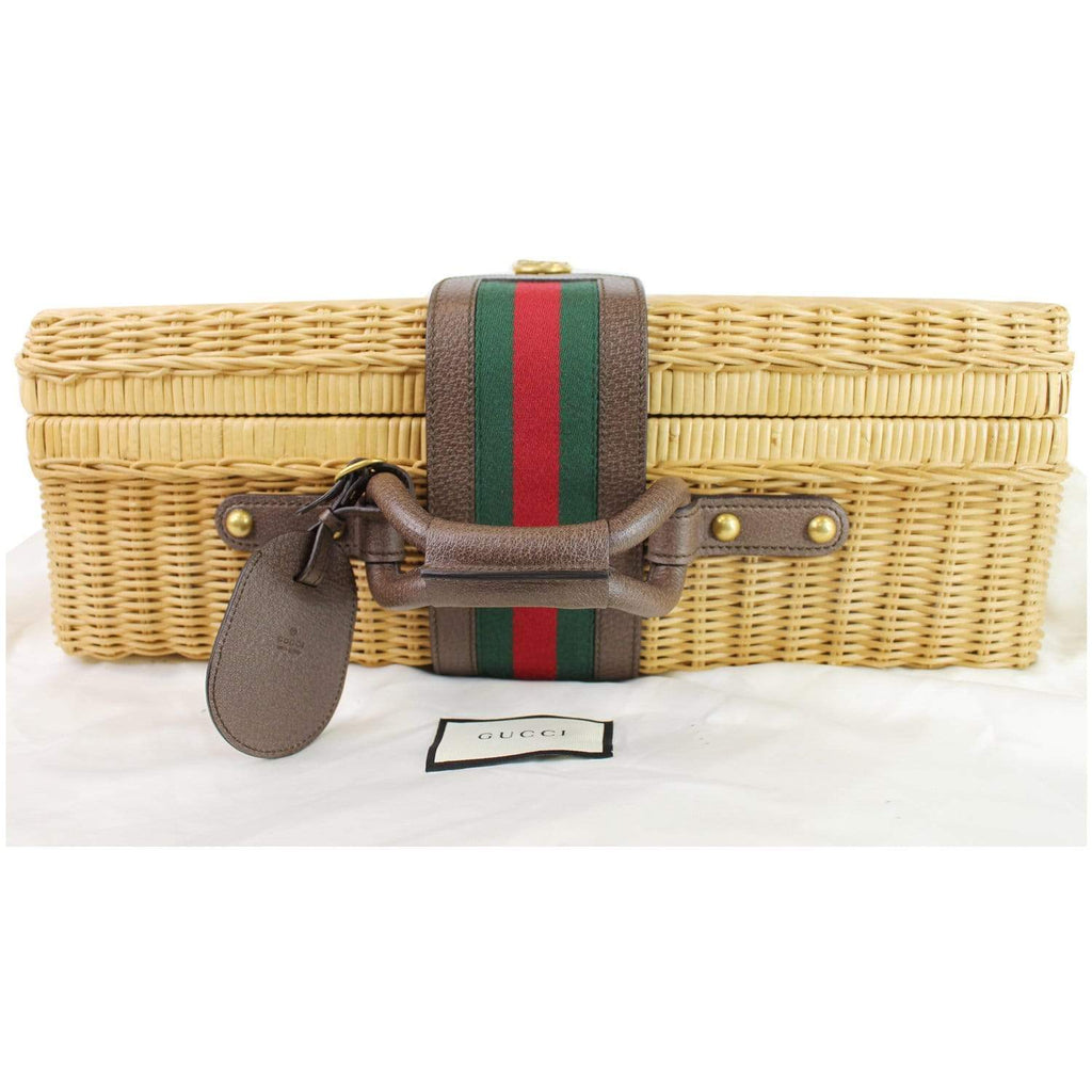 GUCCI Neutral Wicker suitcase Tan 524239 - Final Sale