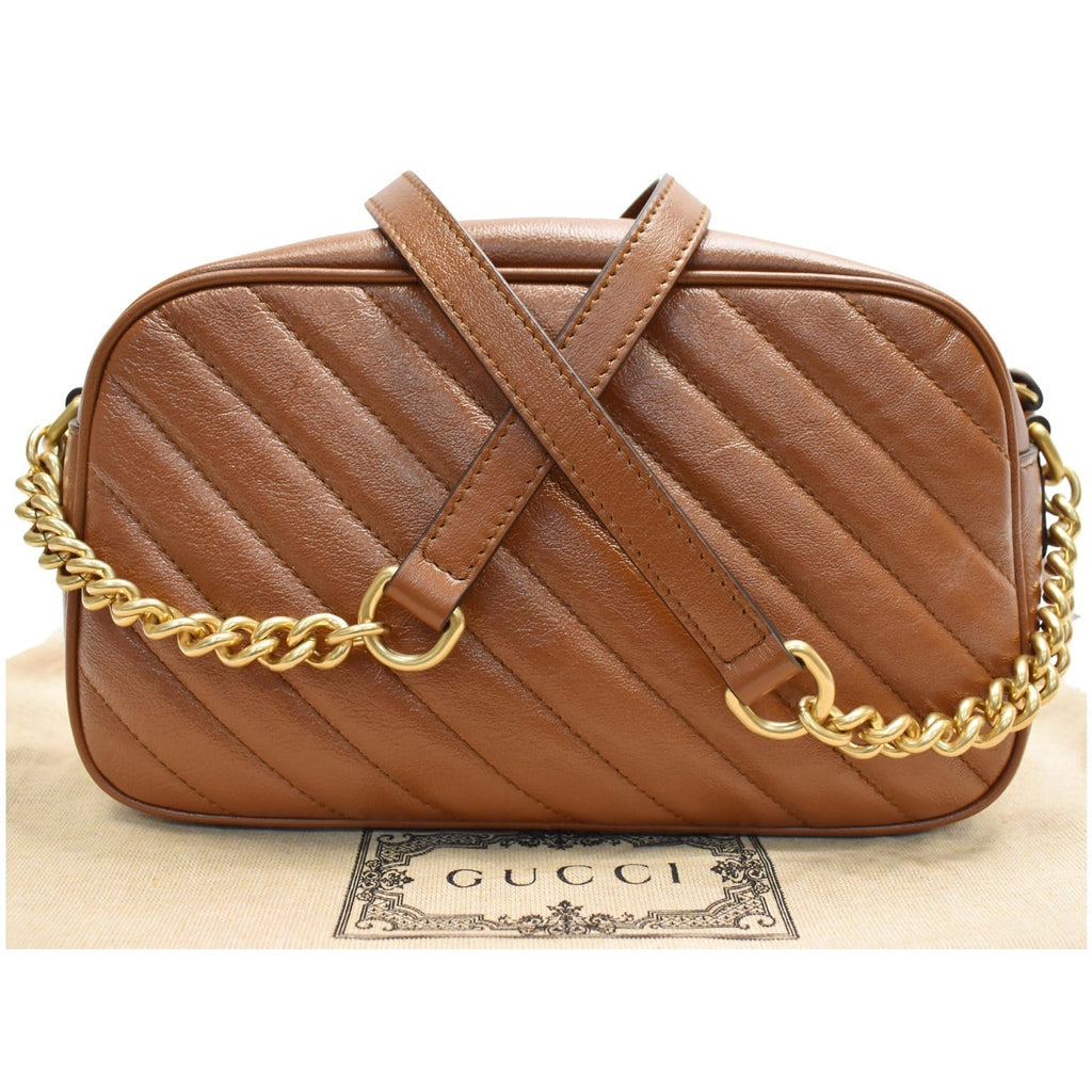 GUCCI GG Marmont Small Matelasse Leather Shoulder Bag Brown 447632