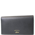 GUCCI Textured Leather Swing Crossbody Clutch Bag Black 368231