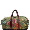 GUCCI Floral Animal Canvas Web Duffel Travel Bag Khaki Green 450983