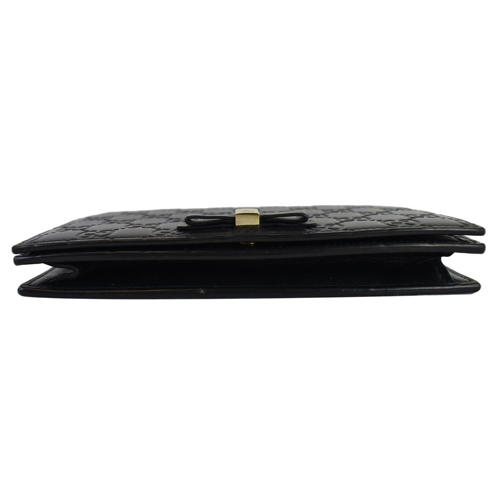 GUCCI Bow Guccissima Leather Chain Wallet Black 431408