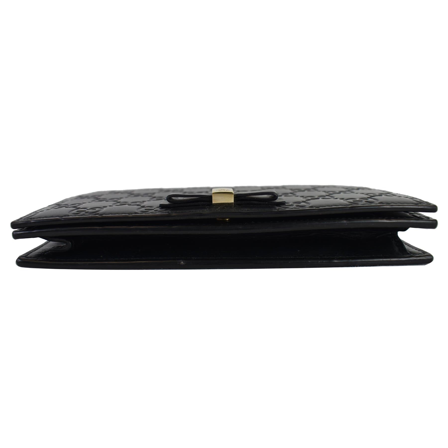 GUCCI Bow Guccissima Leather Chain Wallet Black 431408