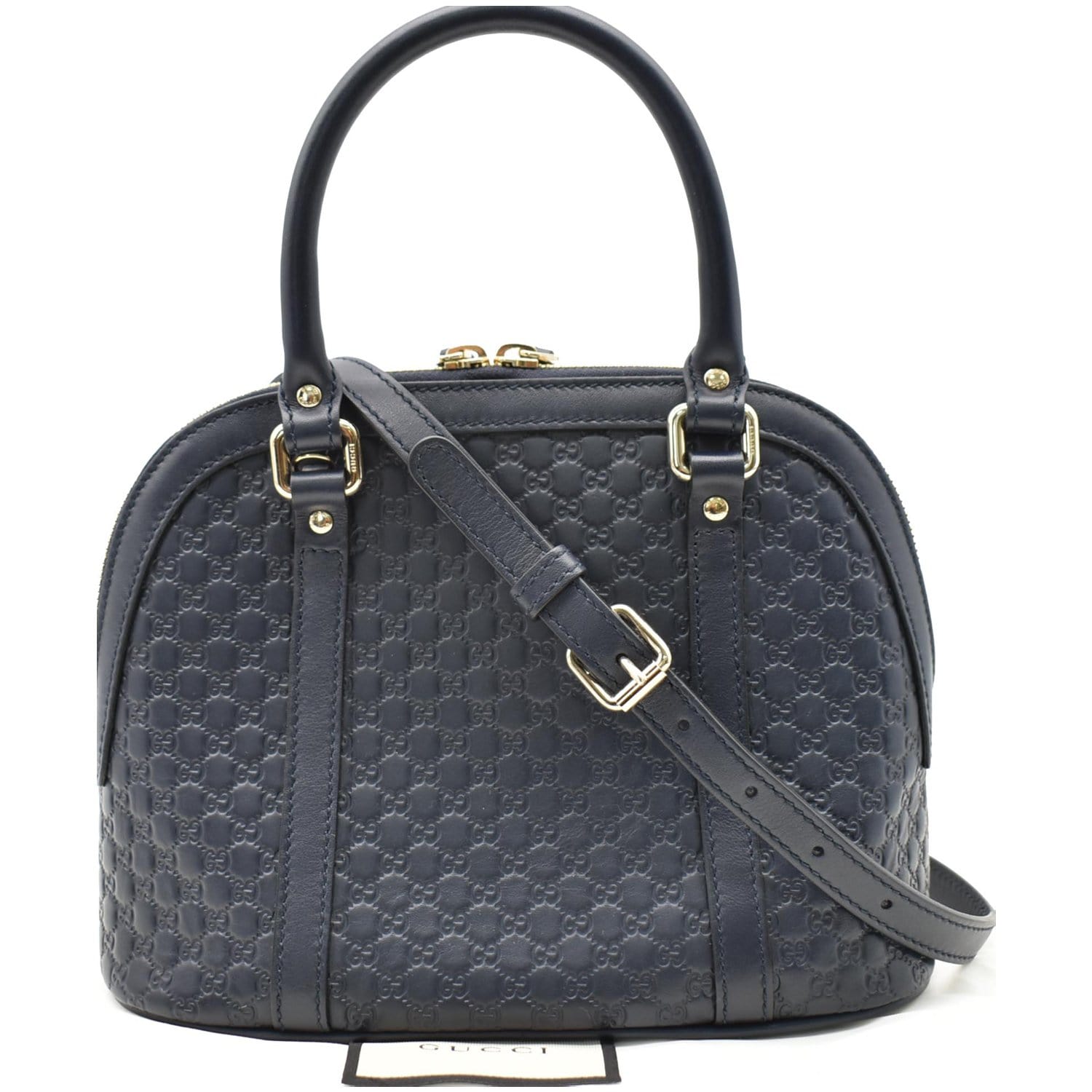 GUCCI Mini Dome Micro Guccissima Leather Crossbody Bag Blue 449654