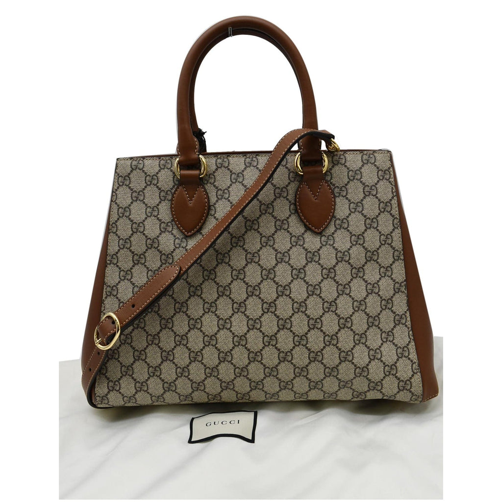 GUCCI Blind for Love GG Supreme Canvas Top Handle Crossbody Bag Maple Brown 453704