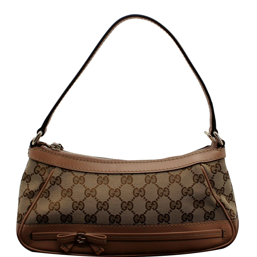 GUCCI Mayfair Small Bow GG Canvas Shoulder Bag Rose Beige 269893