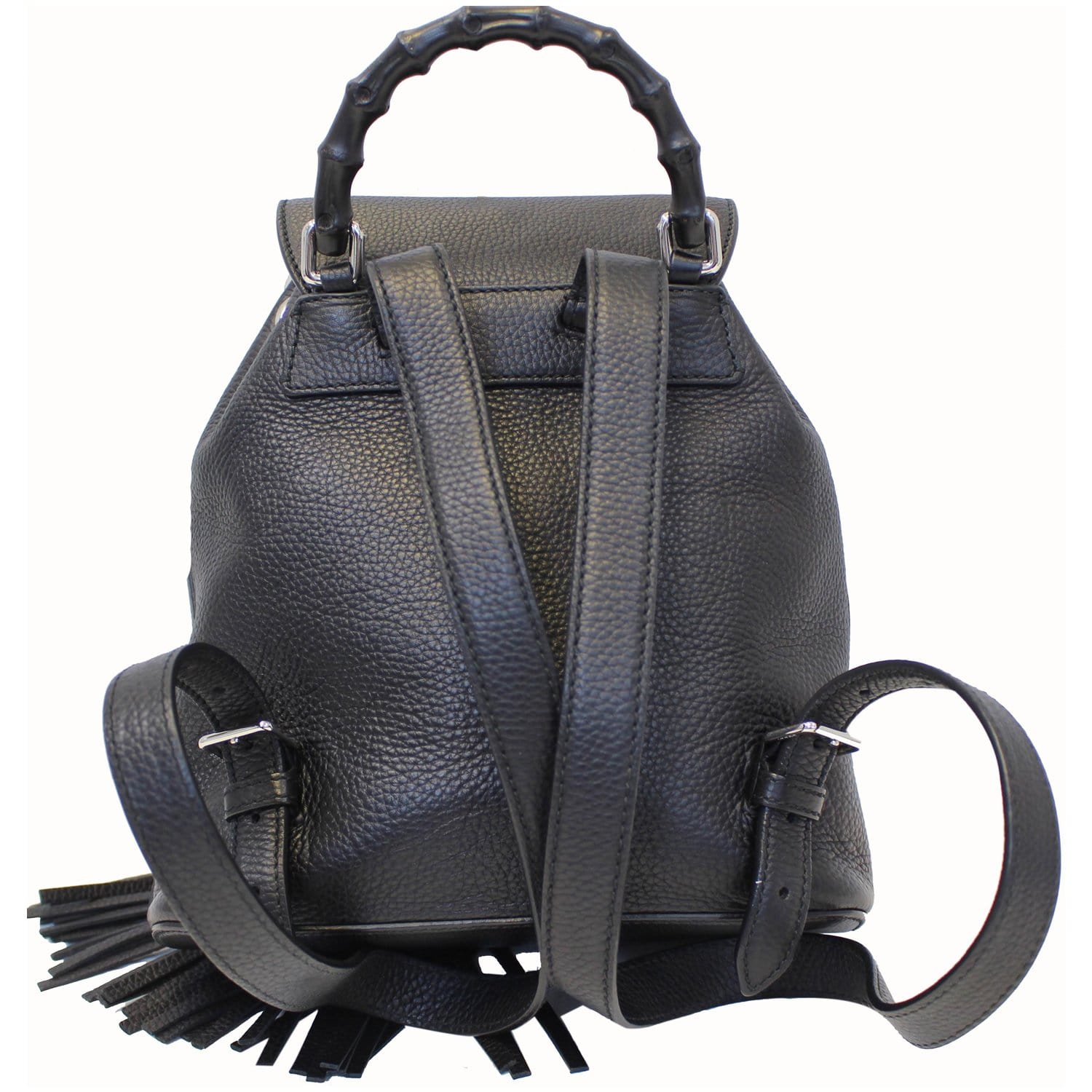 GUCCI Bamboo Pebbled Leather Backpack Bag Black - Last Call