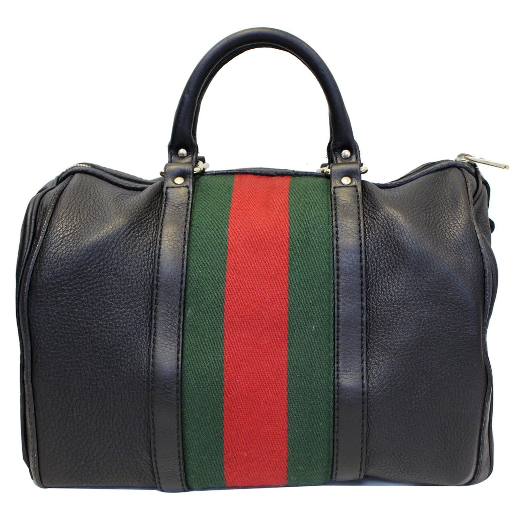 GUCCI Vintage Web Medium Boston Bag Black 247205