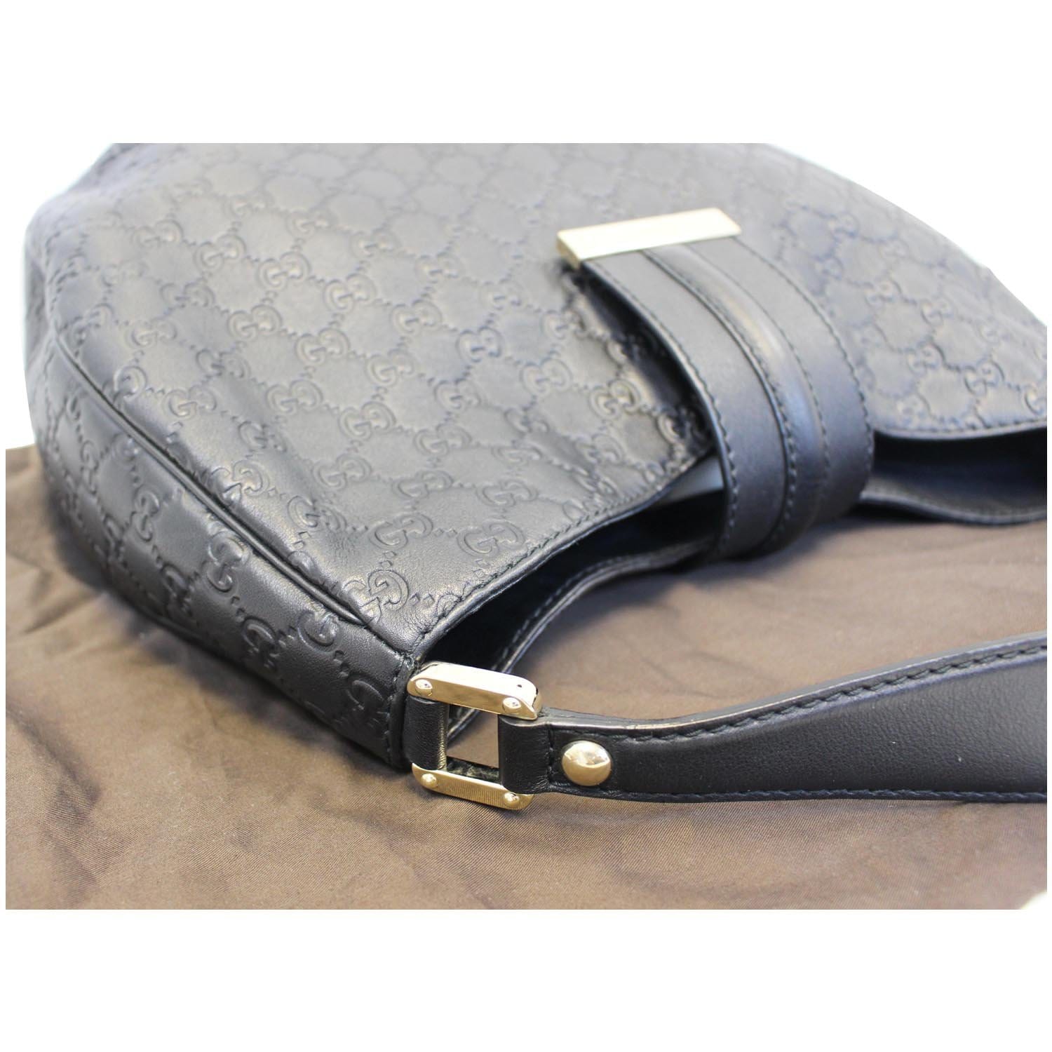 GUCCI New Web Guccissima Leather Hobo Bag Black 233604