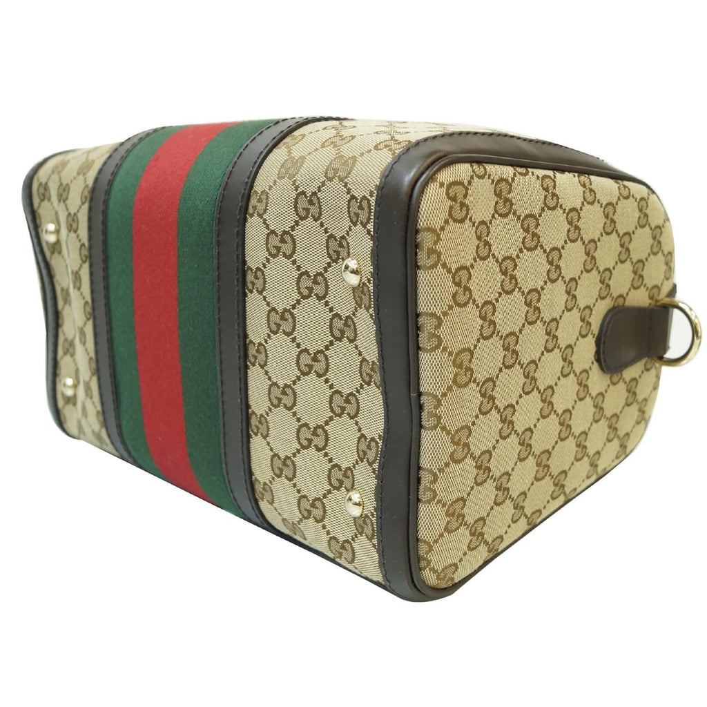 GUCCI Vintage Web Original GG Boston Bag Beige 247205