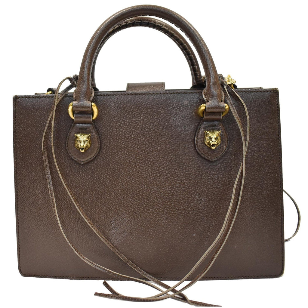 GUCCI Animalier Leather Top Handle Shoulder Bag Brown 431277 - 25% OFF