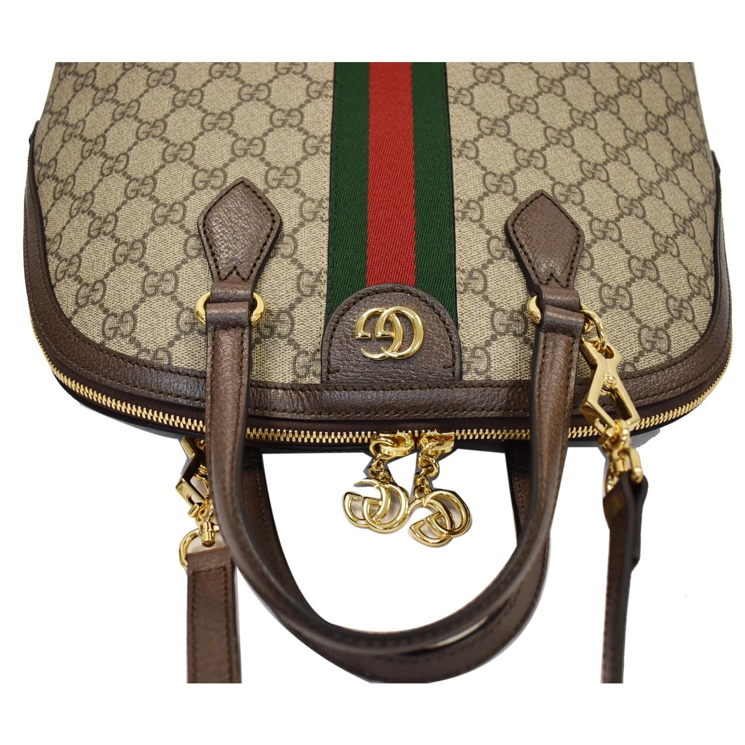 GUCCI Ophidia GG Canvas Medium Top Handle Shoulder Bag Beige 524533