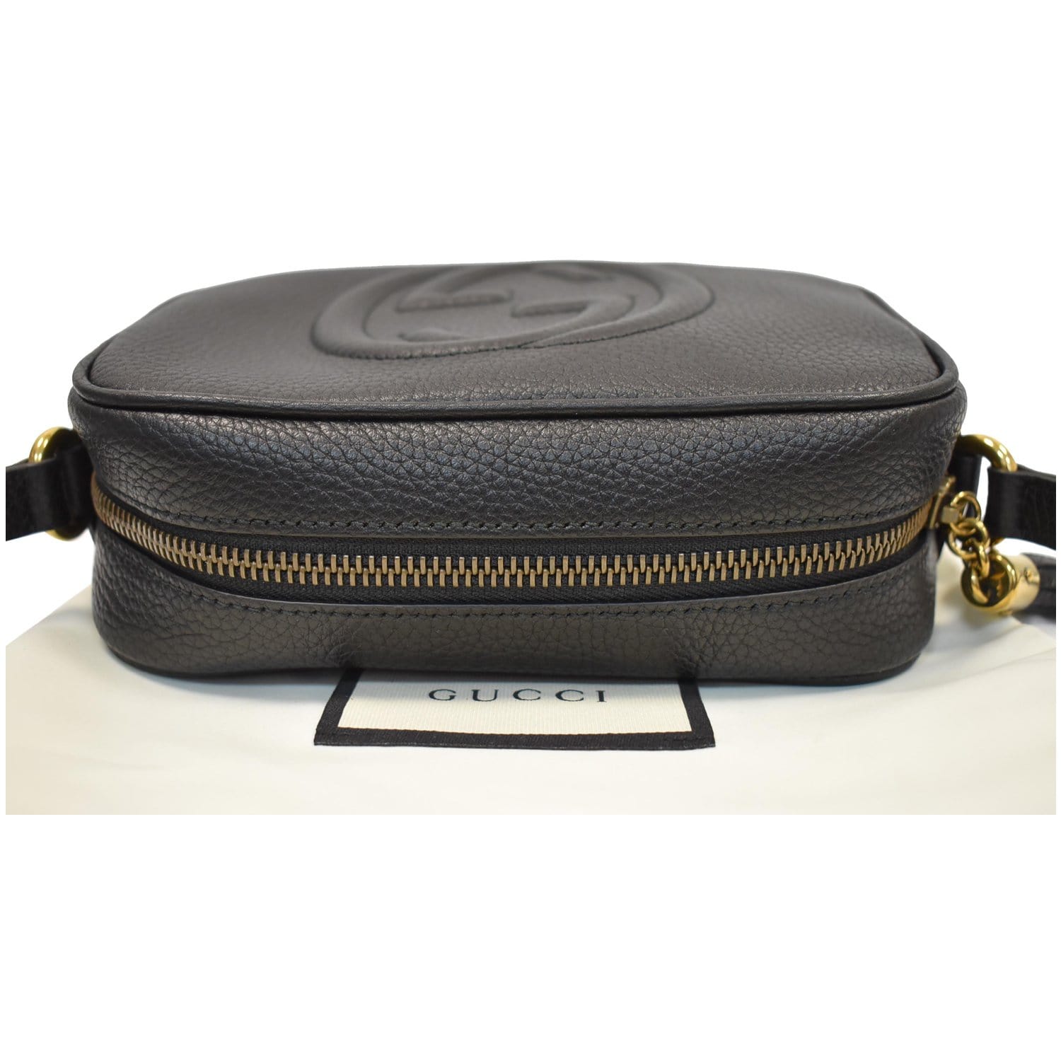 GUCCI Soho Disco Small Pebbled Leather Crossbody Bag Black 347994