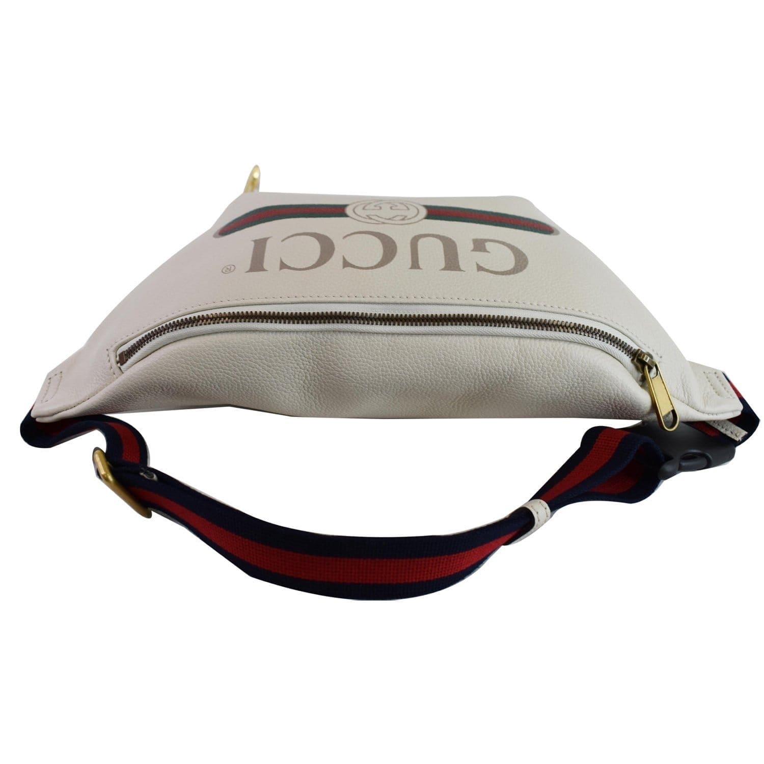 GUCCI Print Leather Medium Belt Waist Bum Bag White 530412