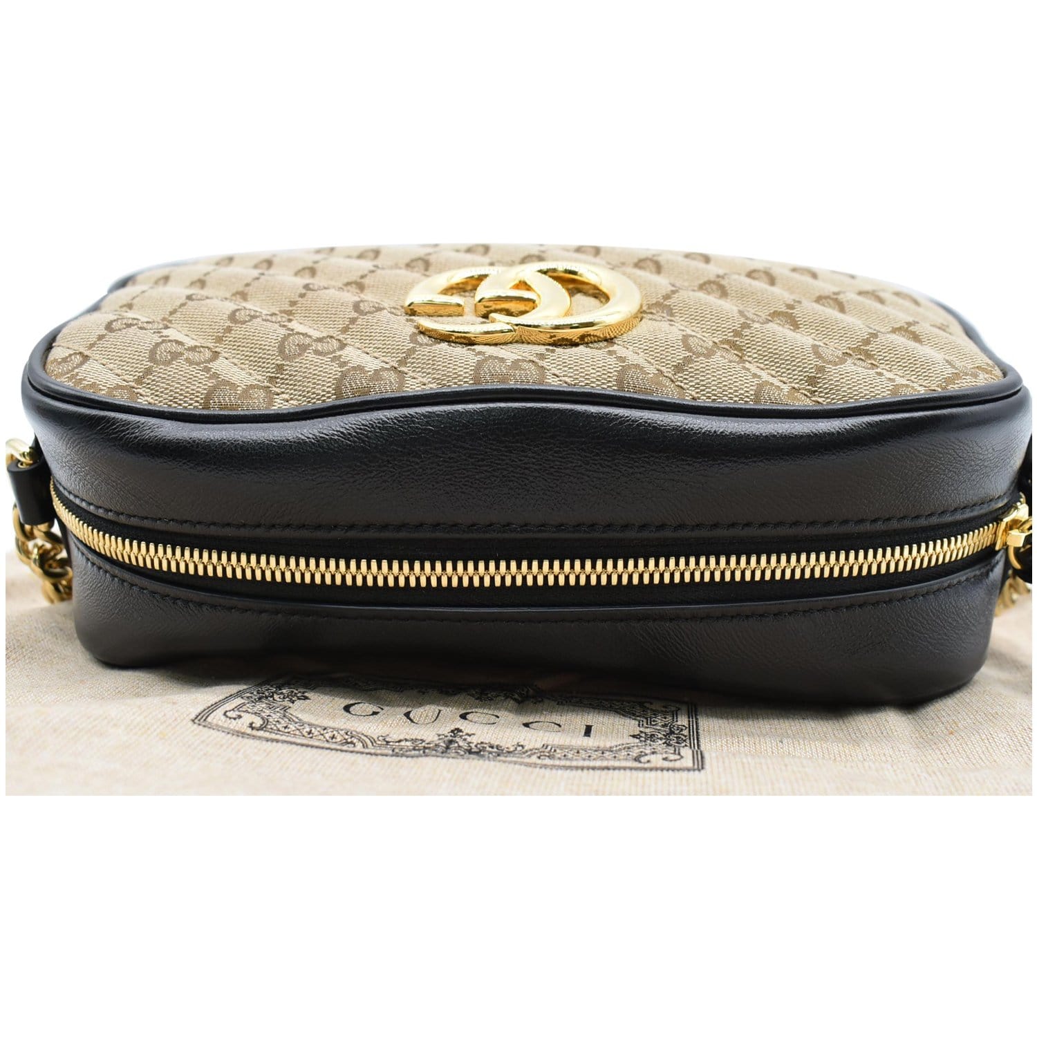 GUCCI GG Marmont Small Matelasse Canvas Leather Crossbody Bag Beige 447632