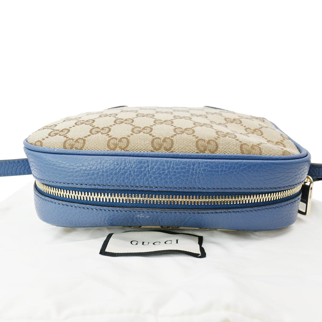 GUCCI Bree GG Canvas Leather Crossbody Bag Beige 449413