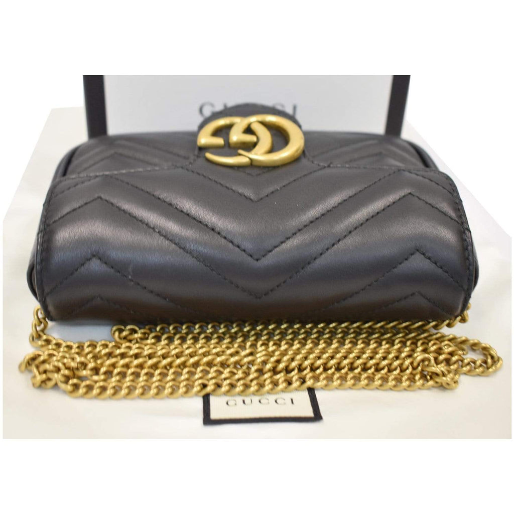GUCCI GG Marmont Super Mini Leather Crossbody Bag Black 476433