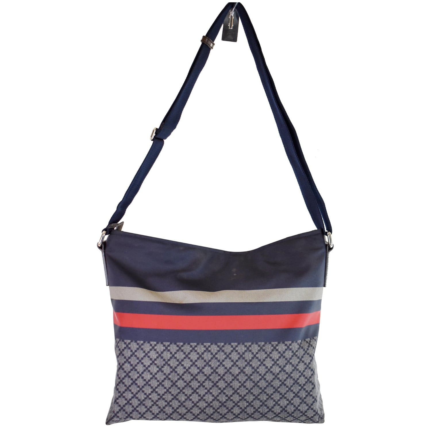 GUCCI Diamante Nylon Crossbody Messenger Bag Blue/Red 270410