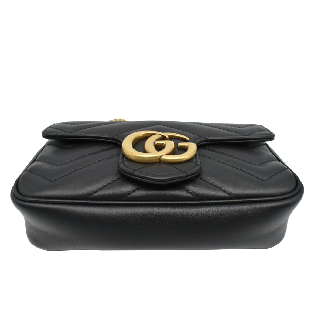 GUCCI GG Marmont Super Mini Leather Crossbody Bag Black 476433