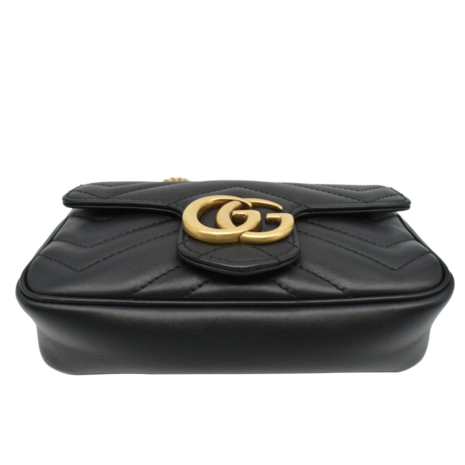 GUCCI GG Marmont Super Mini Leather Crossbody Bag Black 476433