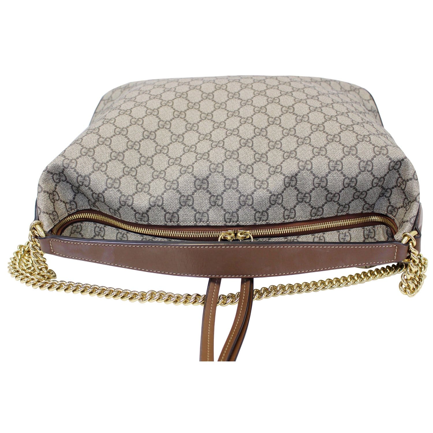 GUCCI GG Supreme Canvas Hobo Shoulder Bag Beige/Brown