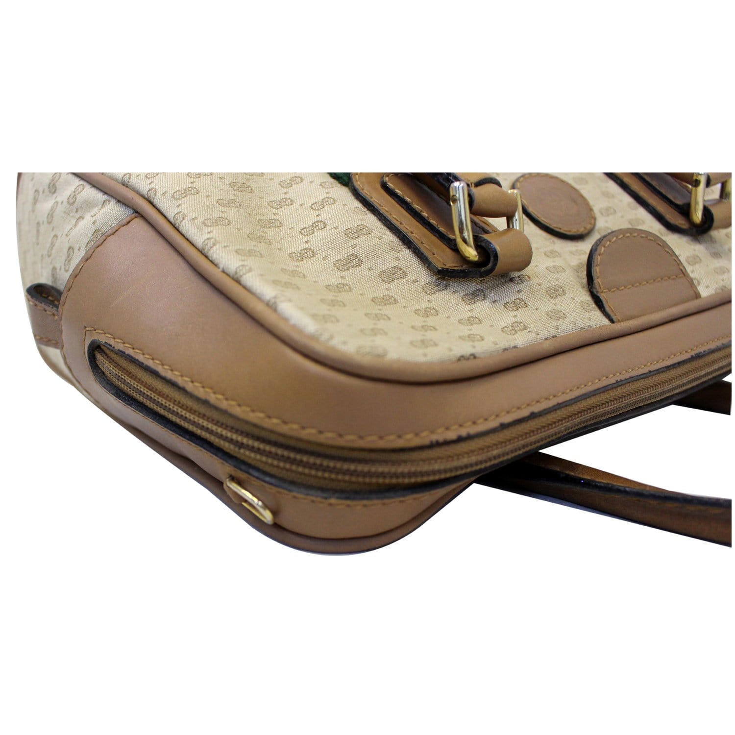 GUCCI Boston Doctor GG Canvas Satchel Handbag Brown