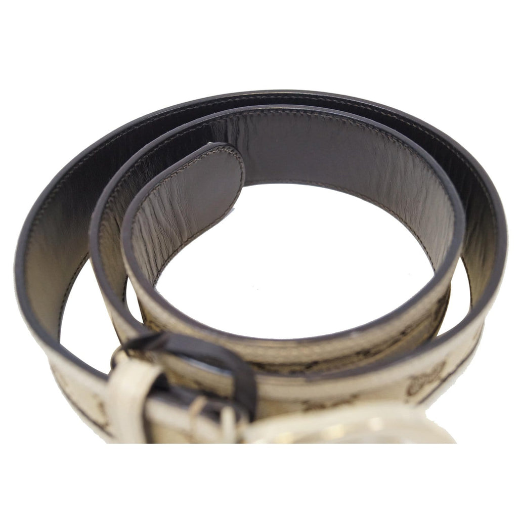 GUCCI Interlocking G Buckle GG Monogram Belt Beige 90/36