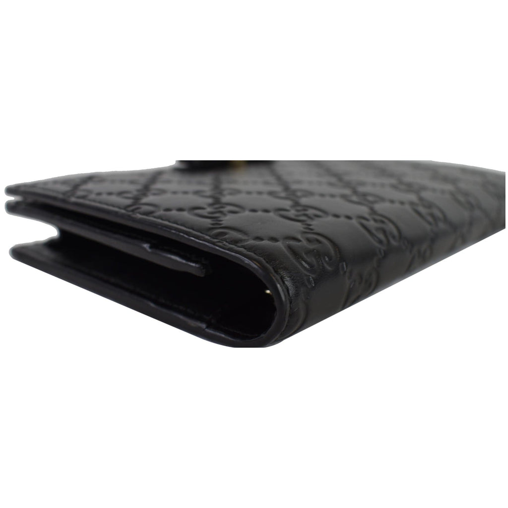 GUCCI Bow Guccissima Leather Chain Wallet Black 431408