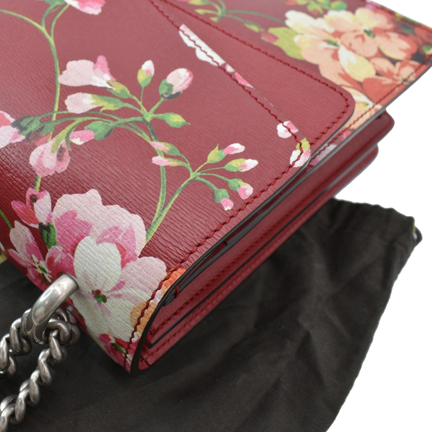 GUCCI Dionysus Floral Blooms Leather Shoulder Bag Red 400235