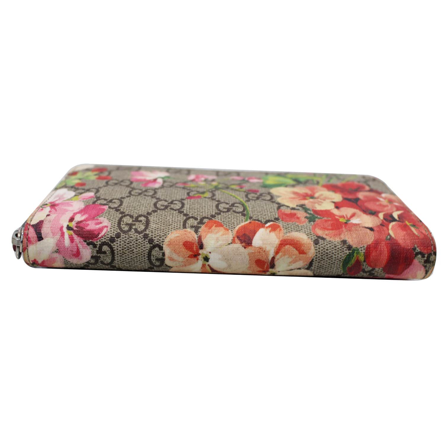 GUCCI GG Blooms Supreme Canvas Zip Around Wallet Beige/Ebony 404071